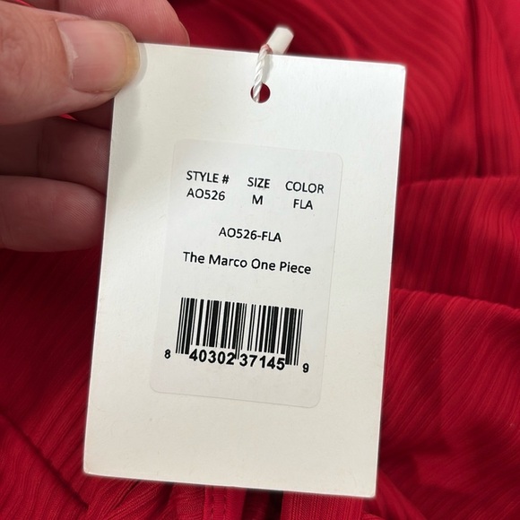 Andie Marco Rib One Piece swimsuit Flame Red size Medium NWT - Picture 6 of 7